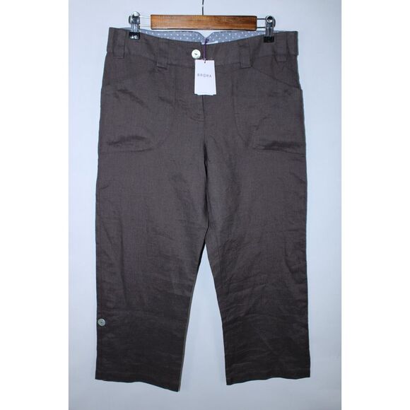 Brora Pants - NWT Brora Women's Size 10 Mole‎ 100% Linen Pants